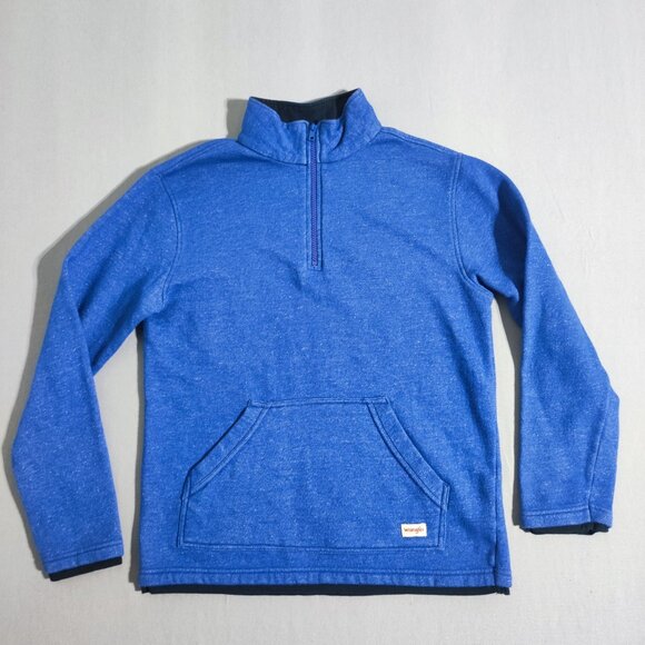 Wrangler sweatshirt boy's XL (14-16) blue colour 1/4 zip up neck kangaroo pocket - Picture 1 of 9